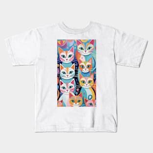 Abstract Cat's Whimsy: A Kaleidoscope of Colors Kids T-Shirt